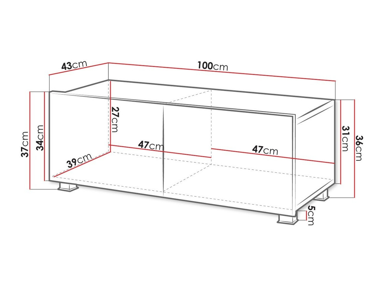 TV-meubel Tivdalu 104 (Wit + Glanzend wit)