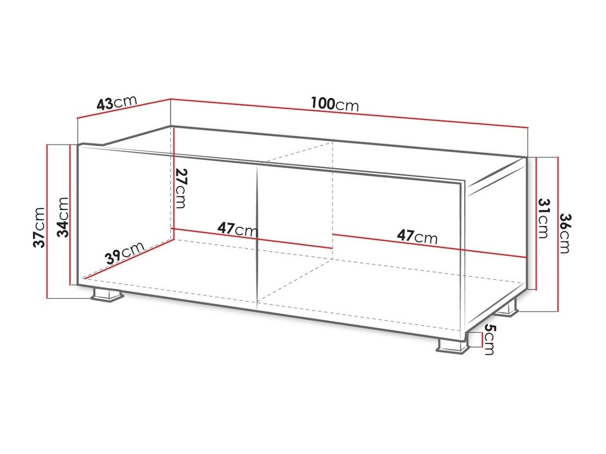 TV-meubel Tivdalu 104 (Zwart + Glanzend zwart)