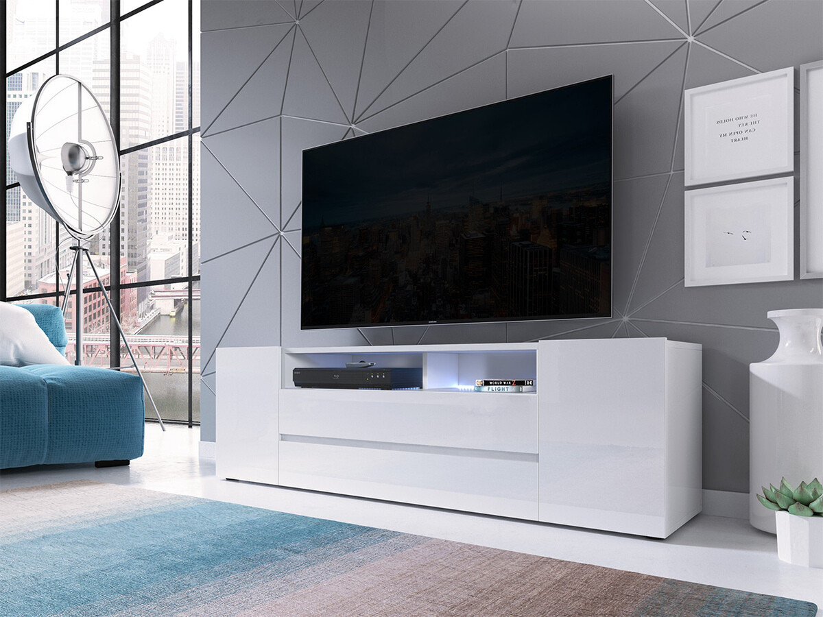TV-meubel Ager (Wit + Glanzend wit)