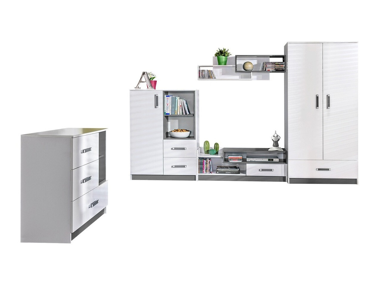 De reeks van de kinderkamer Lorlare 117 (Wit + Grijs)