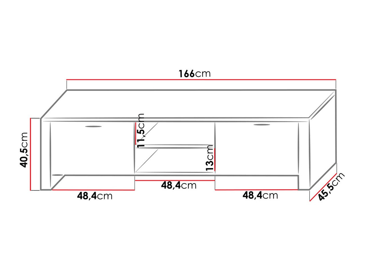 TV-meubel Nashville 104 (Wit + Glanzend wit)