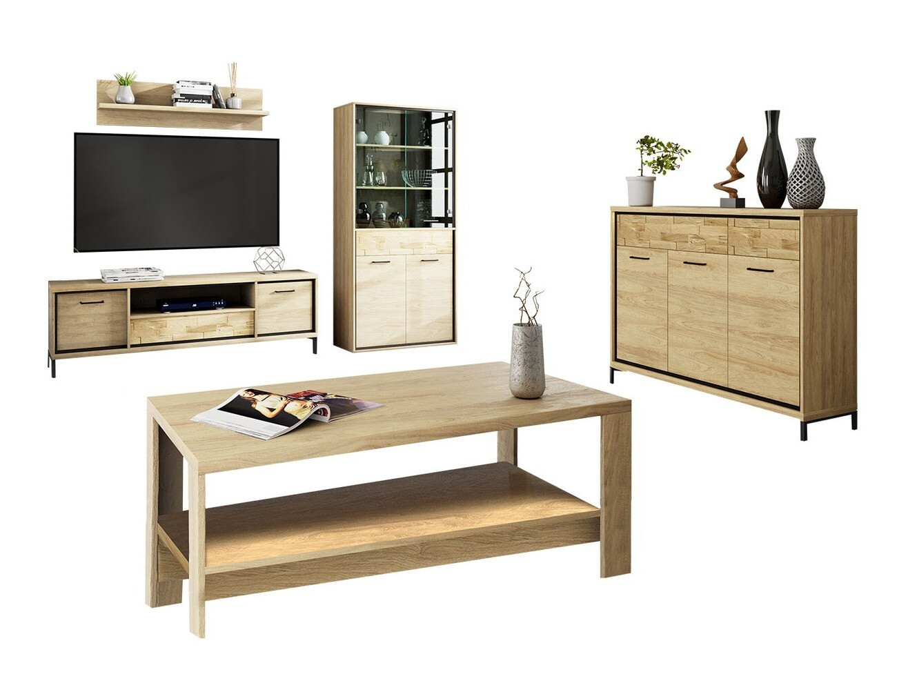 Woonkamerset Etrmoni 118 (Licht hout + Eiken)