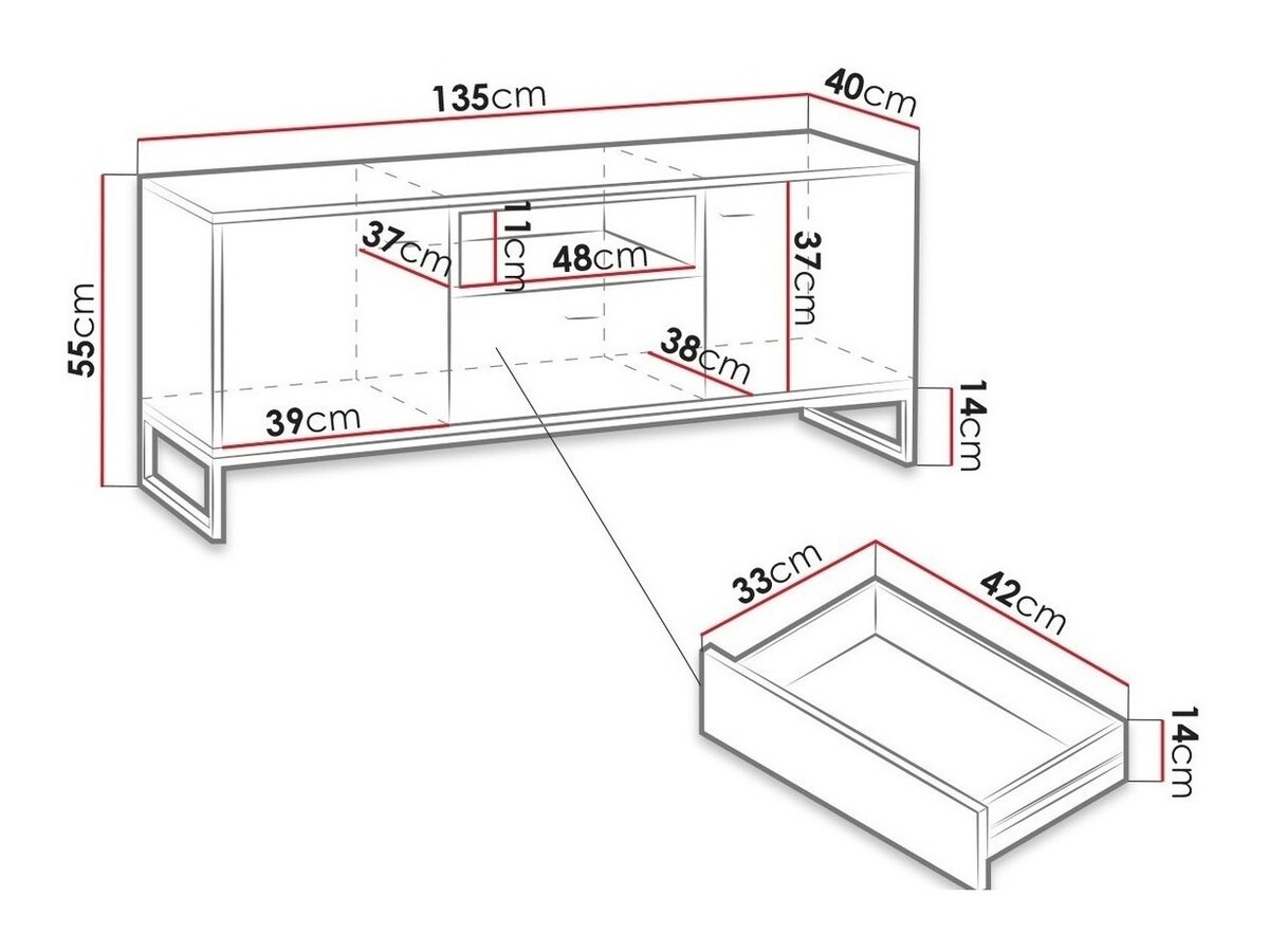 TV-meubel Baltesi 102 (Artisan eiken + Zwart)