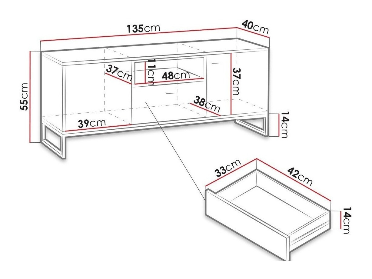TV-meubel Baltesi 102 (Wit + Artisan eiken)