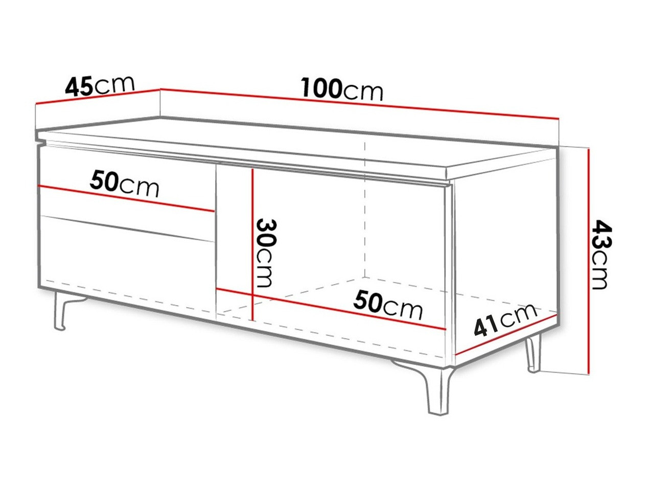 TV-meubel Nashville 119 (Wit + Glanzend zwart)