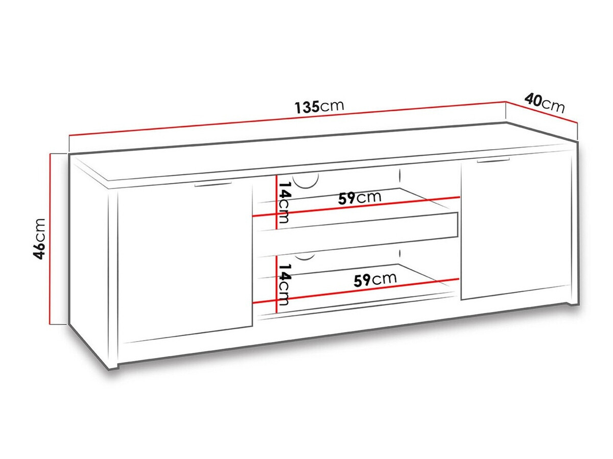 TV-meubel Providence 123 (Klooster eik + Glanzend zwart)