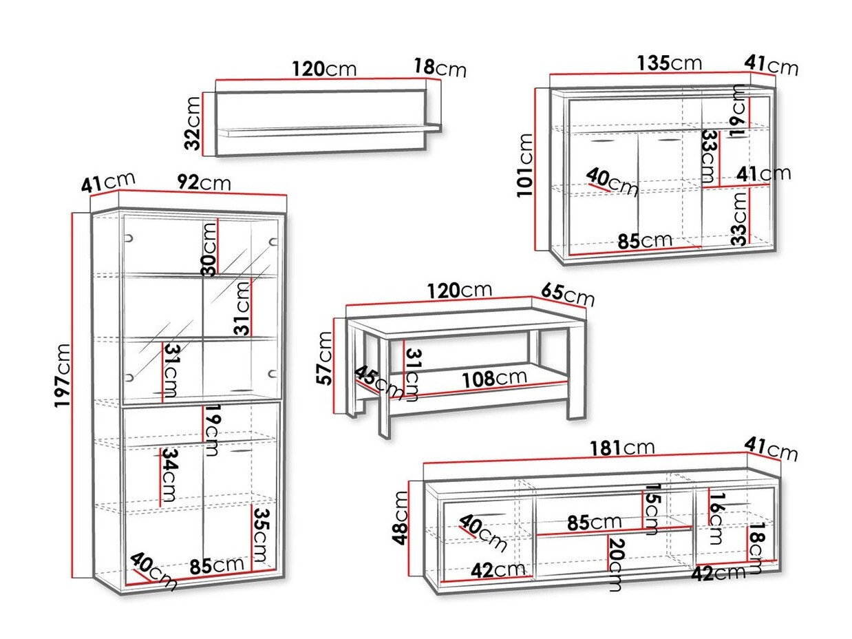 Woonkamerset Etrmoni 118 (Licht hout + Eiken)