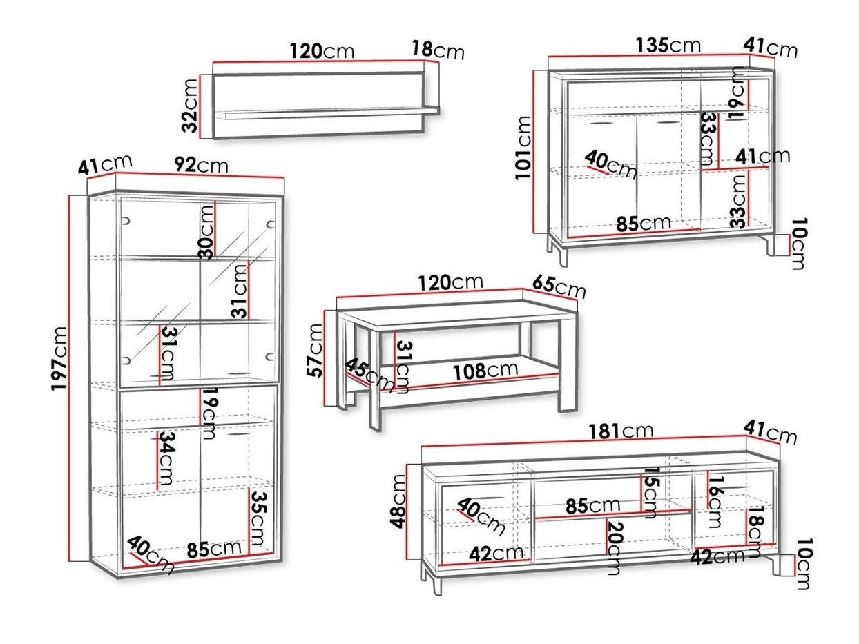 Woonkamerset Etrmoni 118 (Licht hout + Eiken)