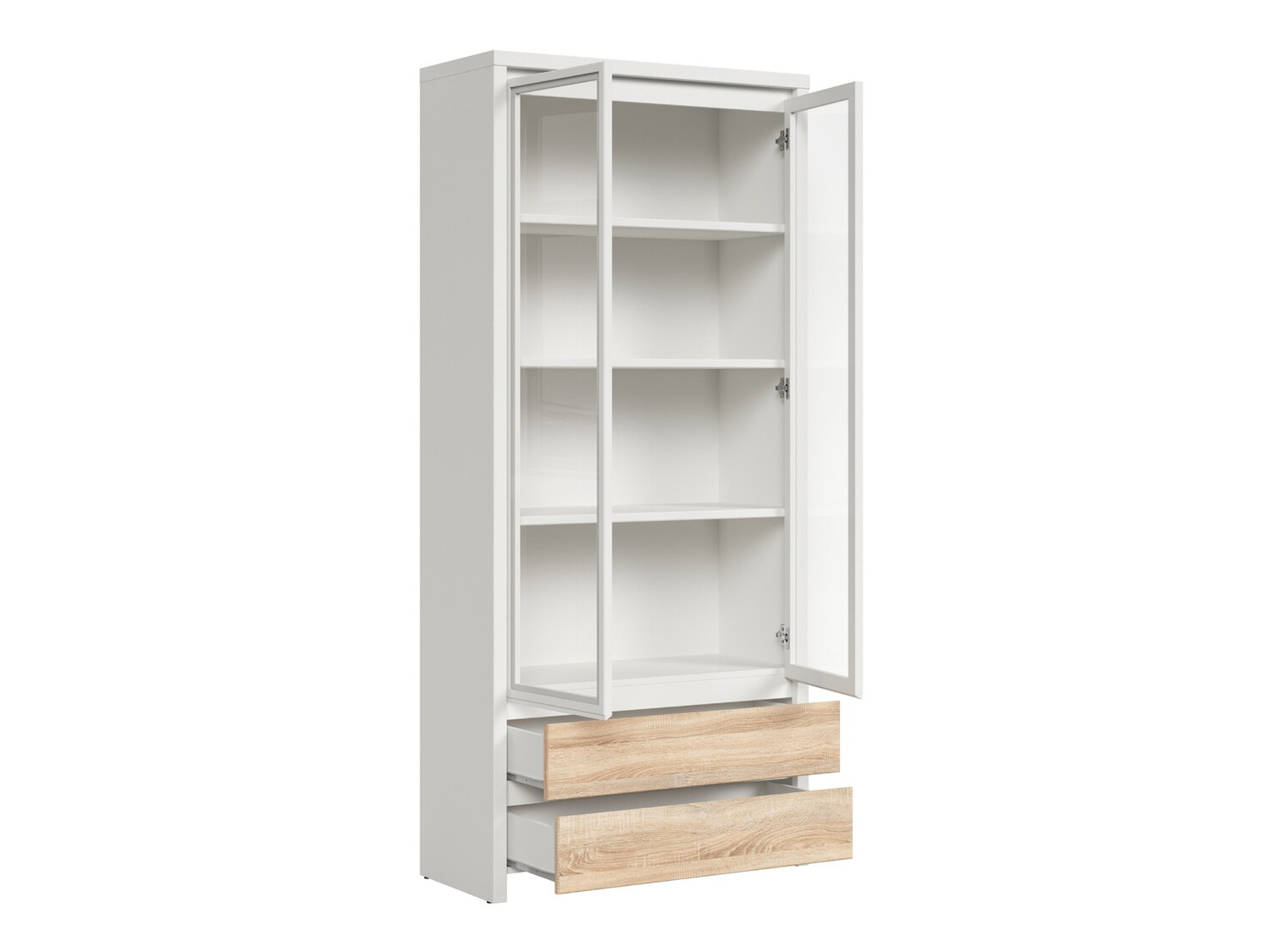 Boekenkast Nolroma 113 (Wit + Sonoma eik)