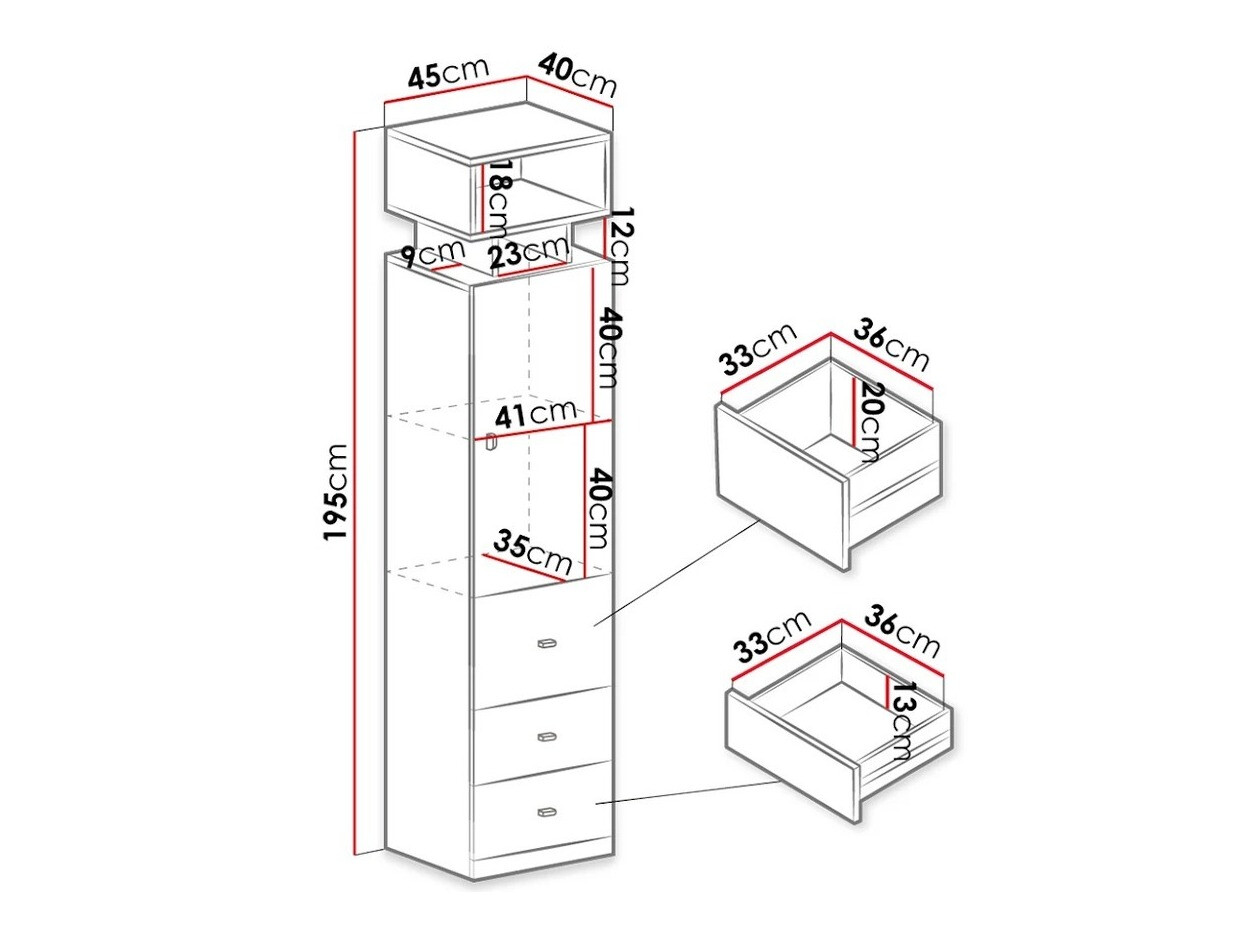 Boekenkast Omaha E103 (Wit + Turquoise)