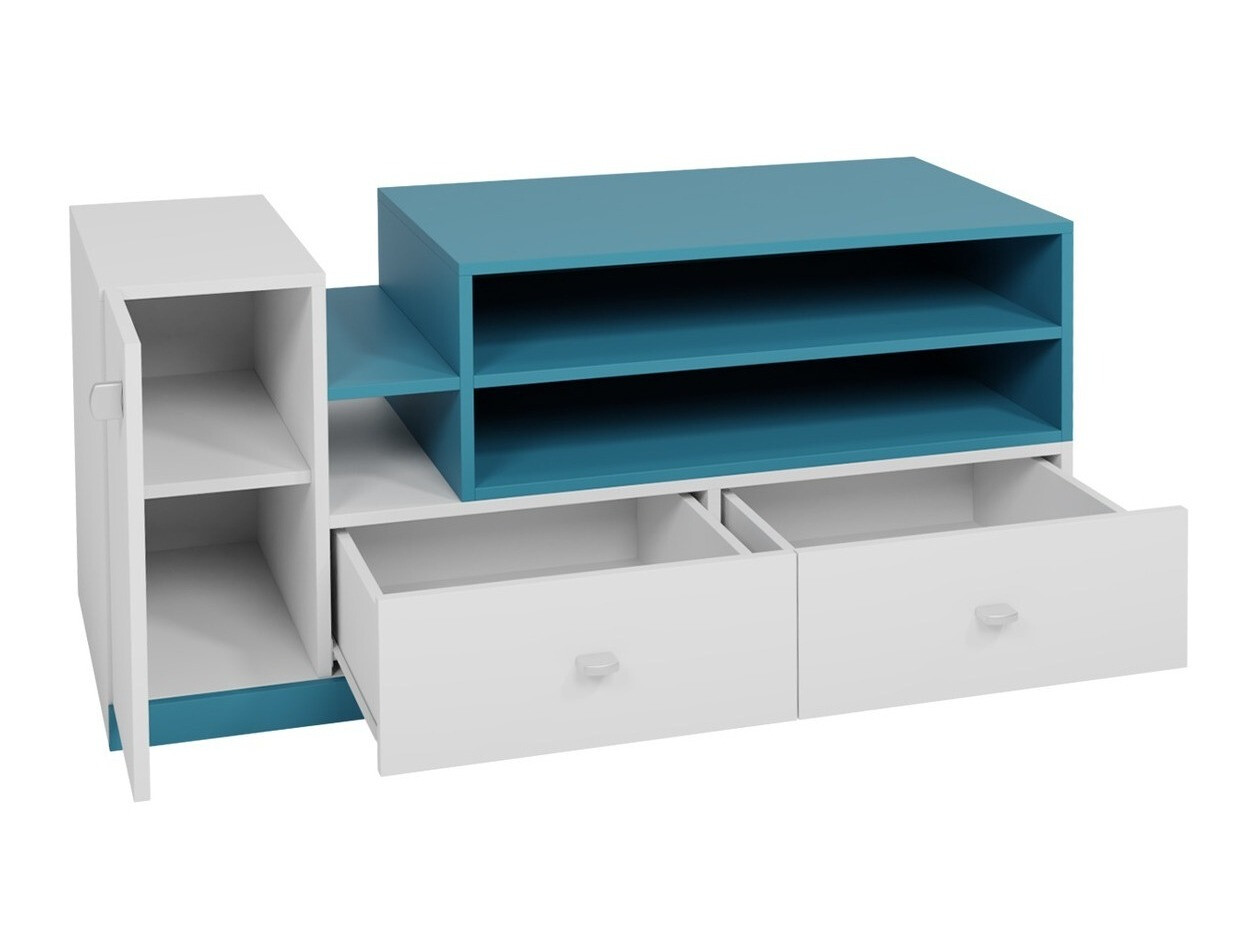 TV-meubel Omaha E111 (Wit + Turquoise)