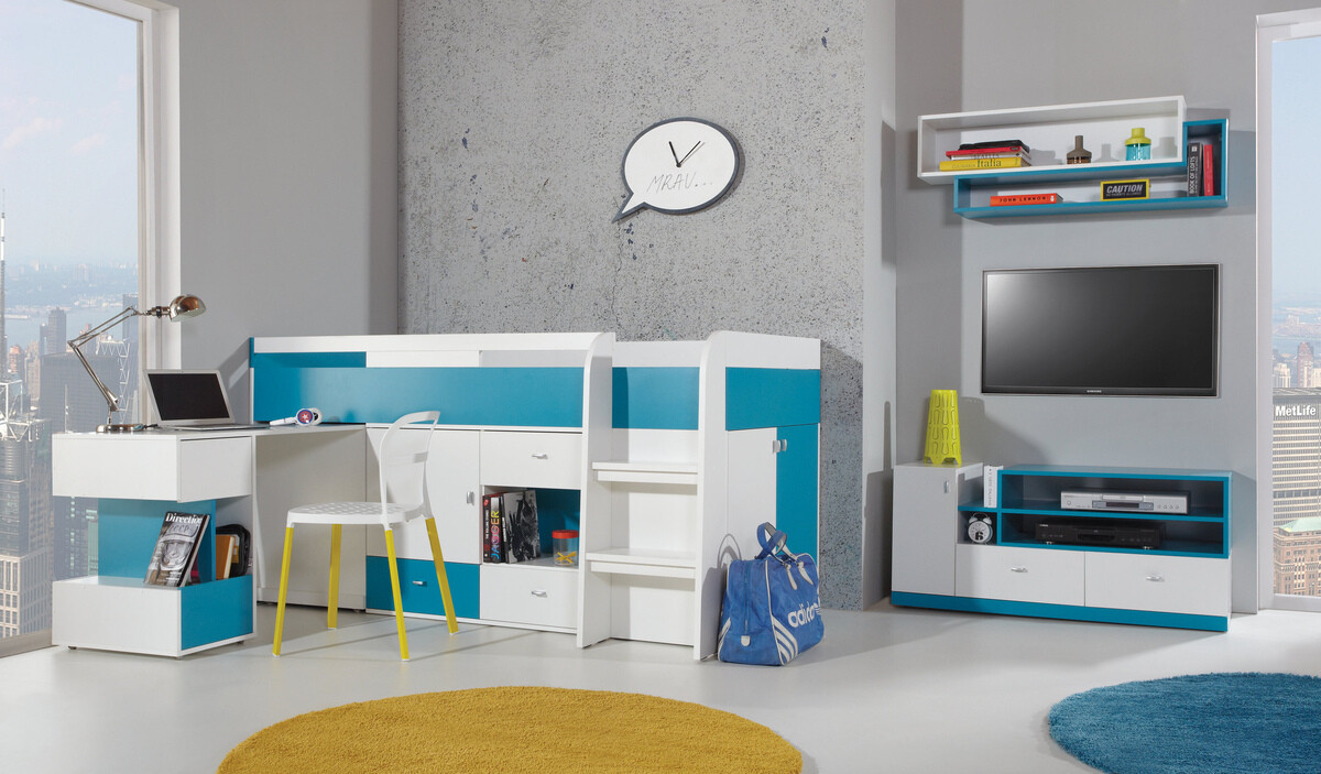 TV-meubel Omaha E111 (Wit + Turquoise)