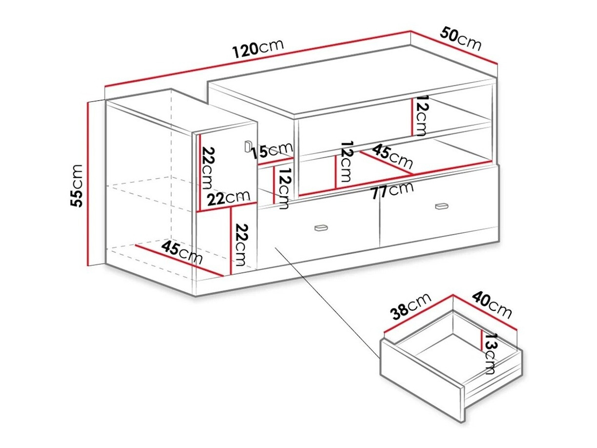TV-meubel Omaha E111 (Wit + Turquoise)