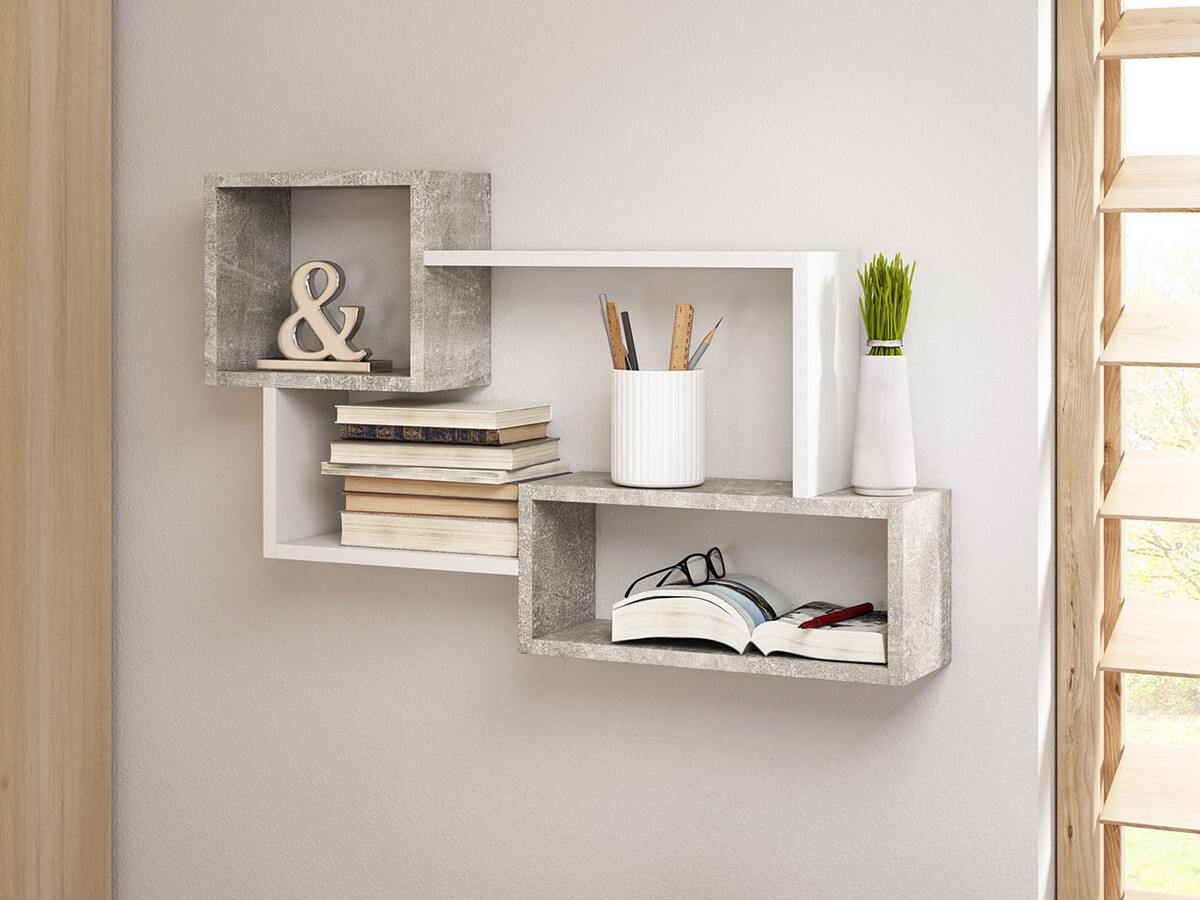 Wandplank Sarasota 106 (Beton + Wit)