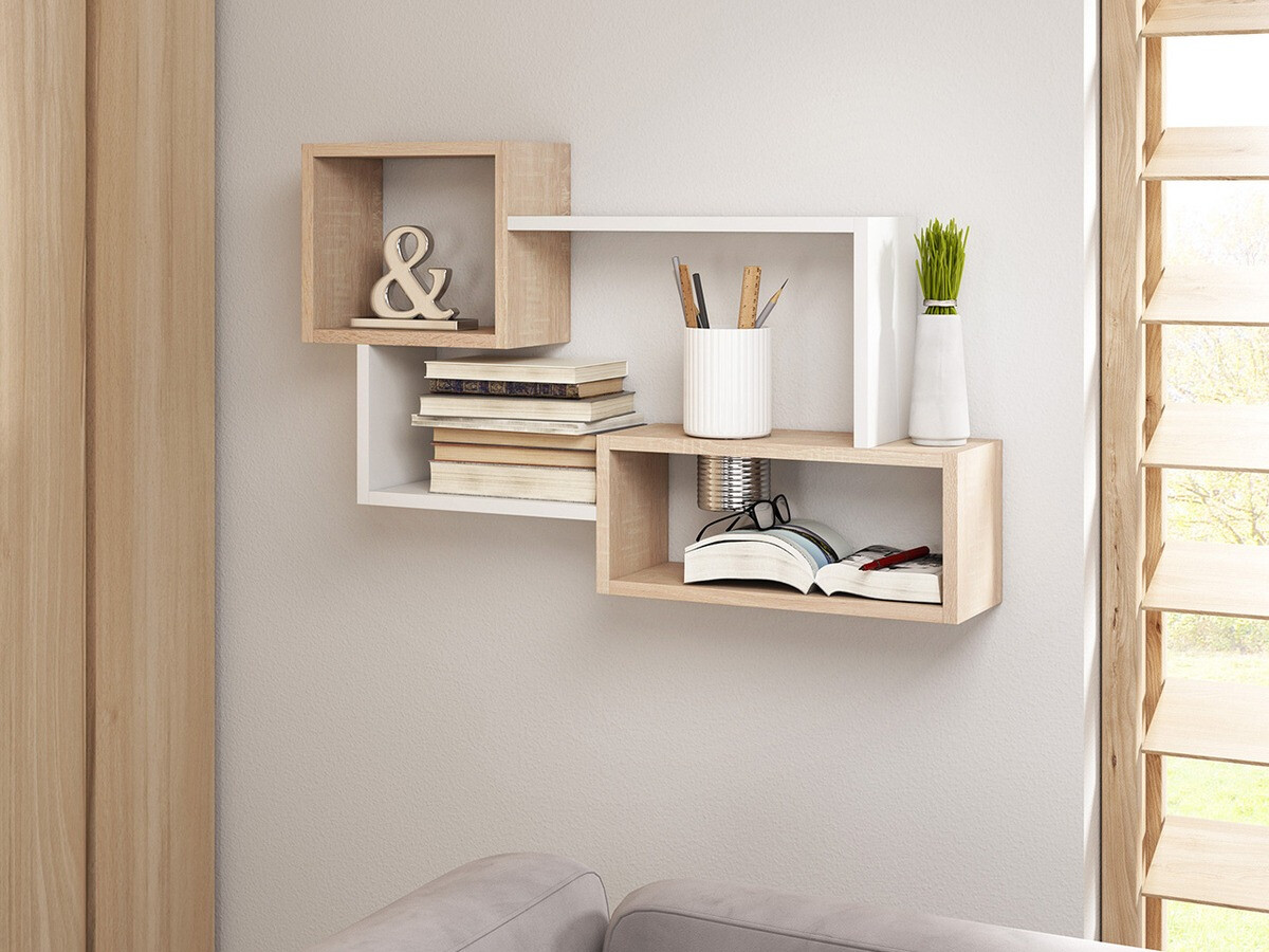 Wandplank Sarasota 106 (Sonoma eik + Wit)