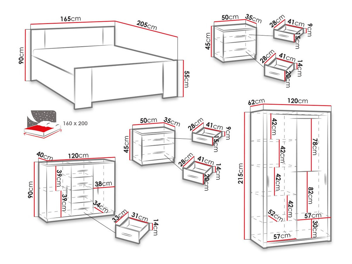 Slaapkamer set Catromi 112 (Wit)