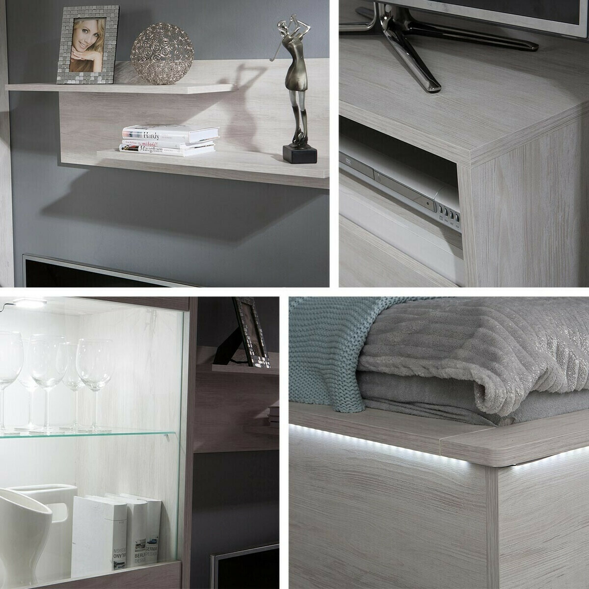 Slaapkamer set Fivelbo 121 (Klooster eik + Glanzend zwart)