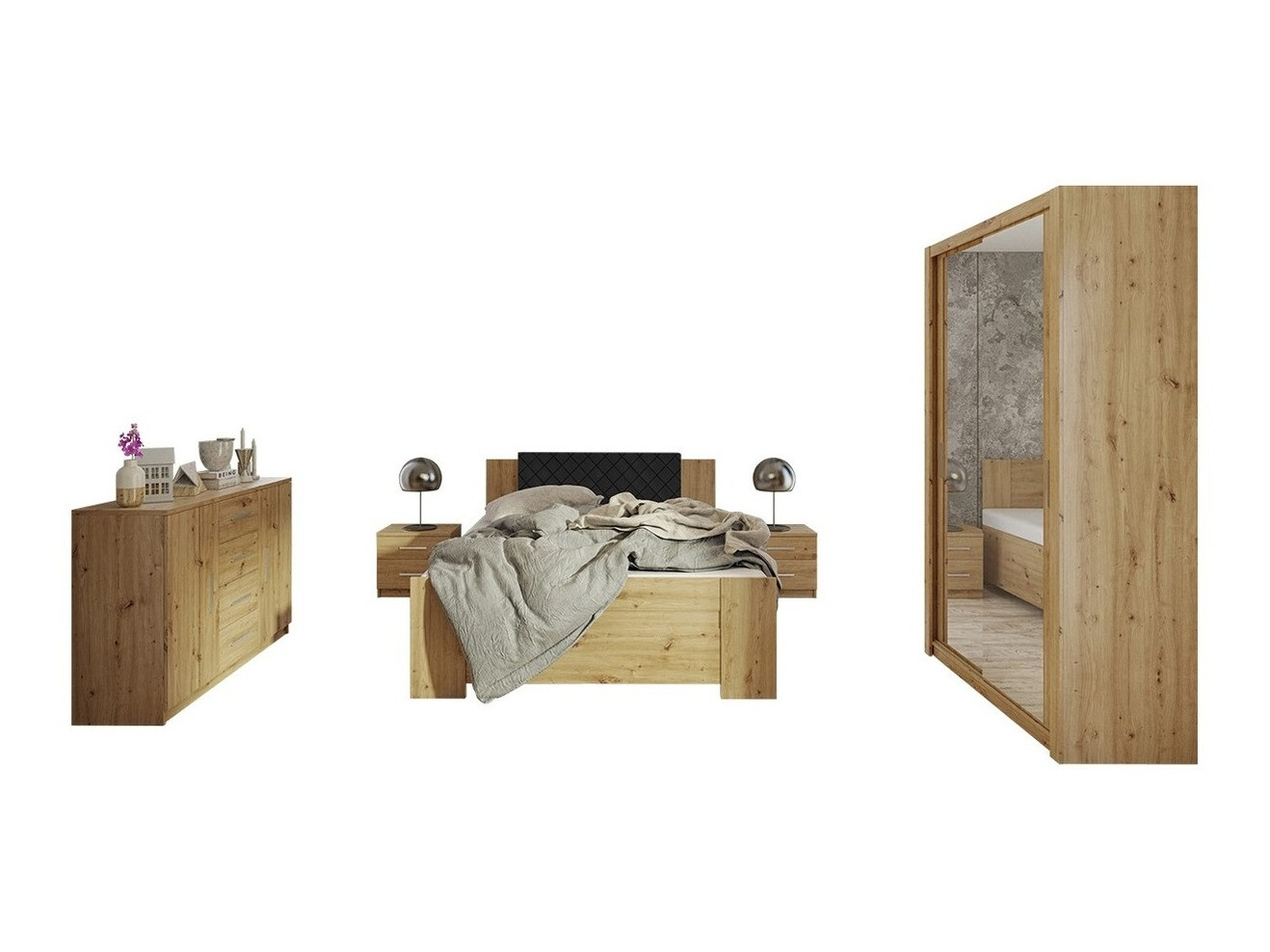 Slaapkamer set Catromi 112 (Artisan eiken + Soft Pik 011)