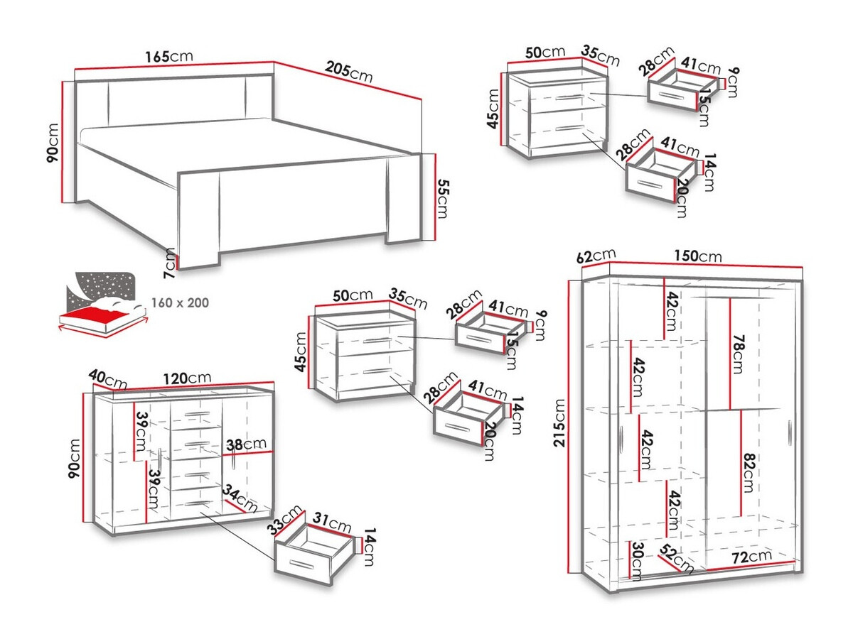Slaapkamer set Catromi 113 (Artisan eiken + Soft Pik 011)
