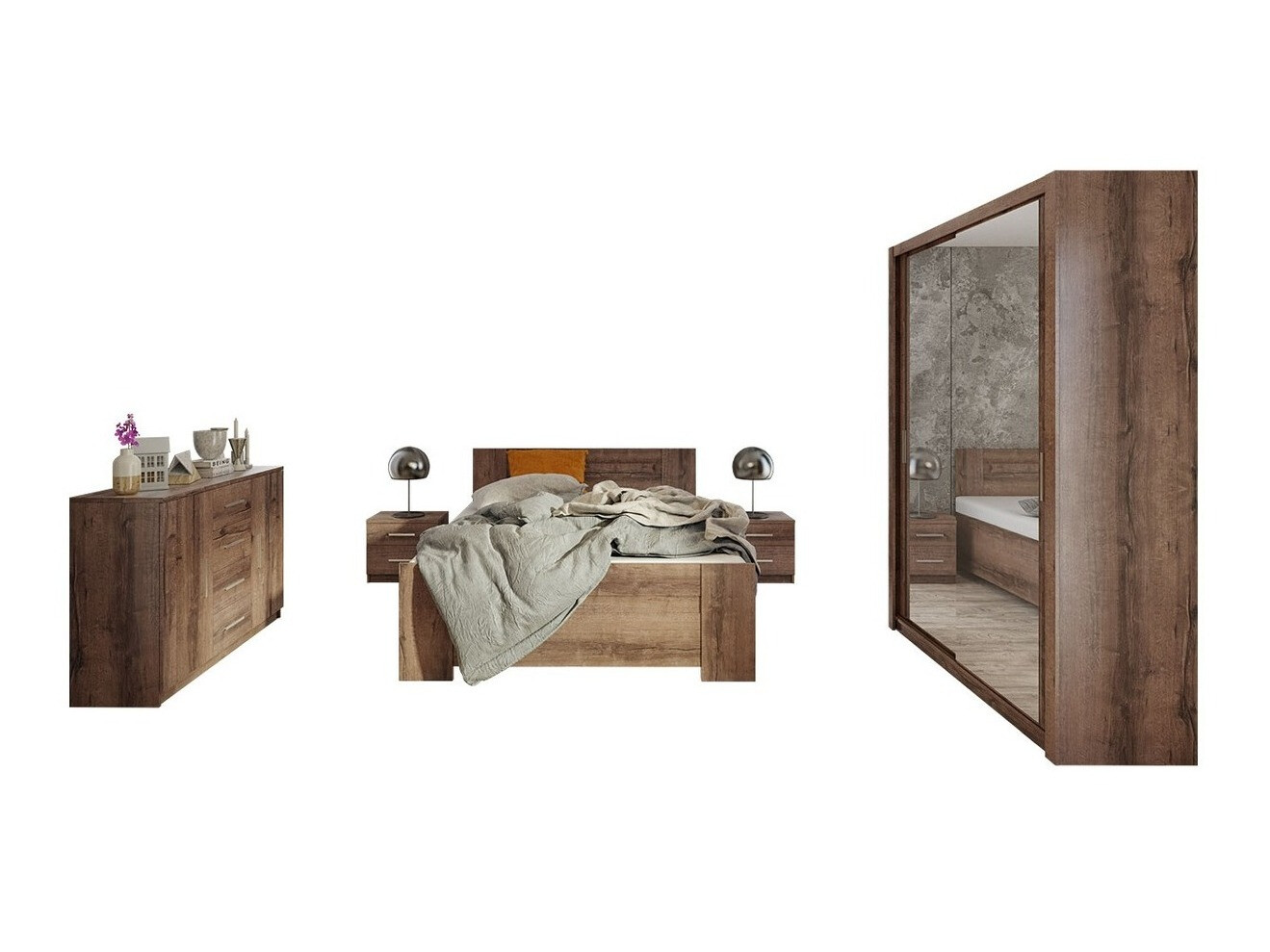 Slaapkamer set Catromi 113 (Klooster eik)