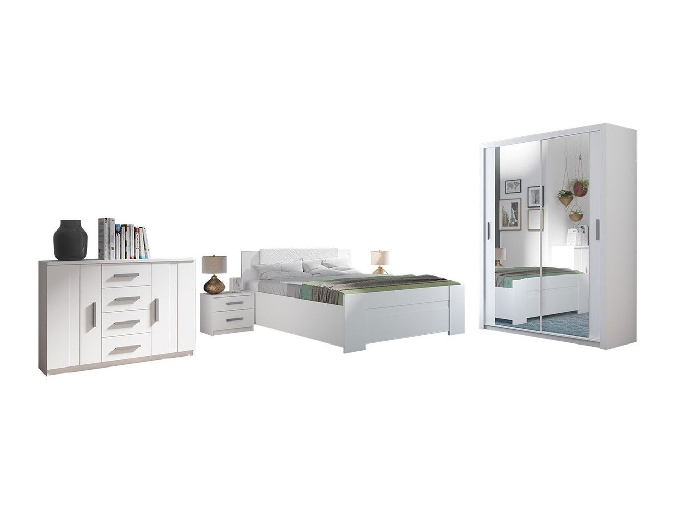 Slaapkamer set Catromi 113 (Wit + Soft Pik 017)