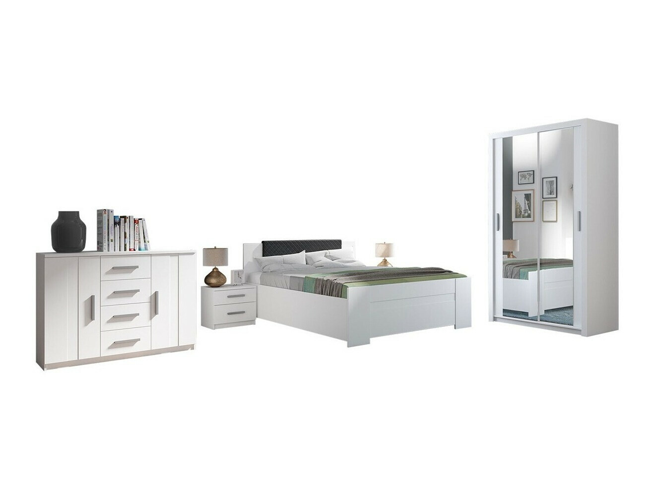 Slaapkamer set Catromi 112 (Wit + Soft Pik 011)