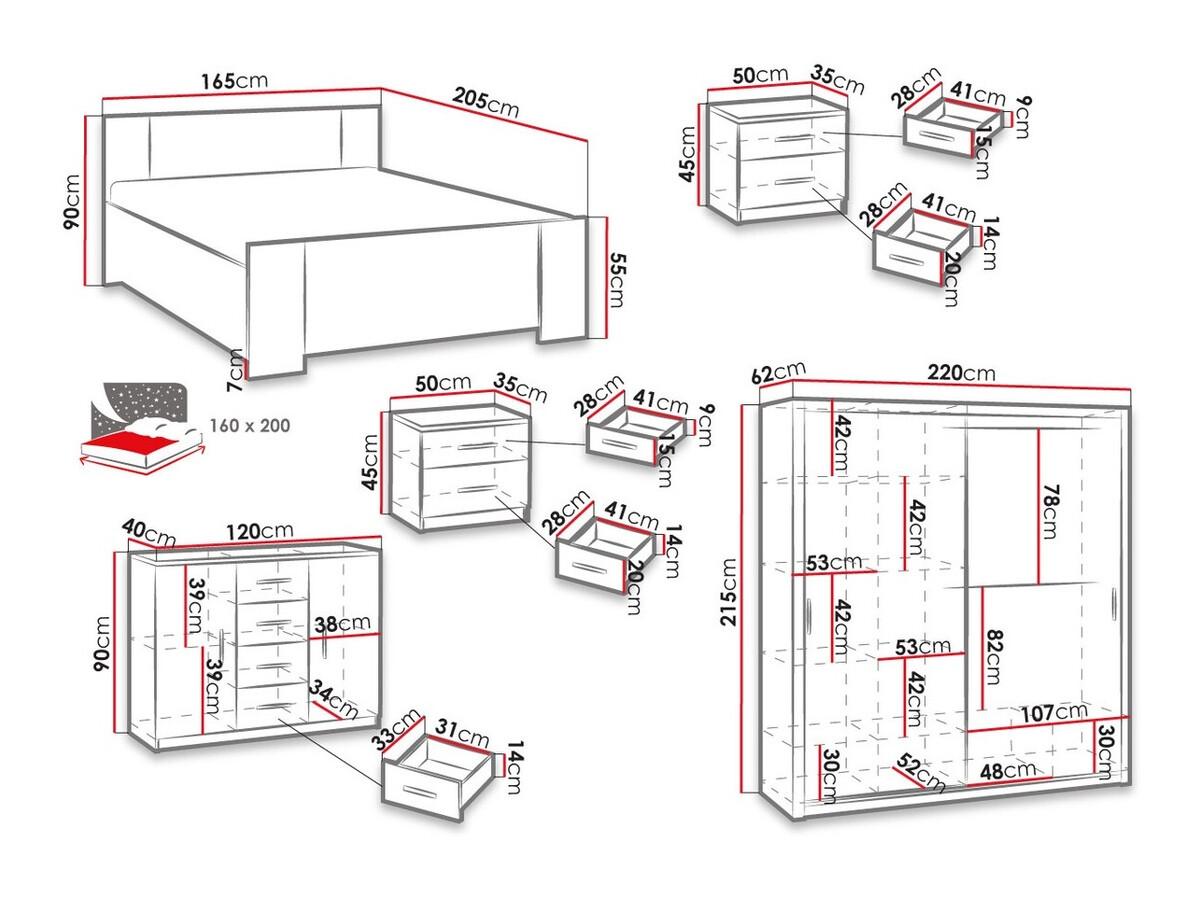Slaapkamer set Catromi 115 (Artisan eiken + Soft Pik 011)