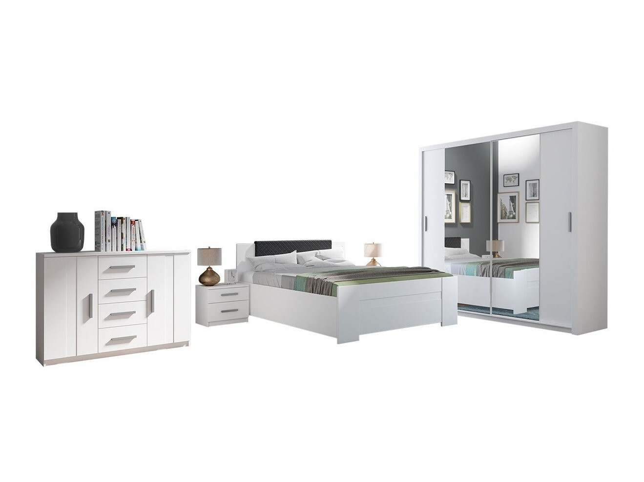 Slaapkamer set Catromi 115 (Wit + Soft Pik 011)