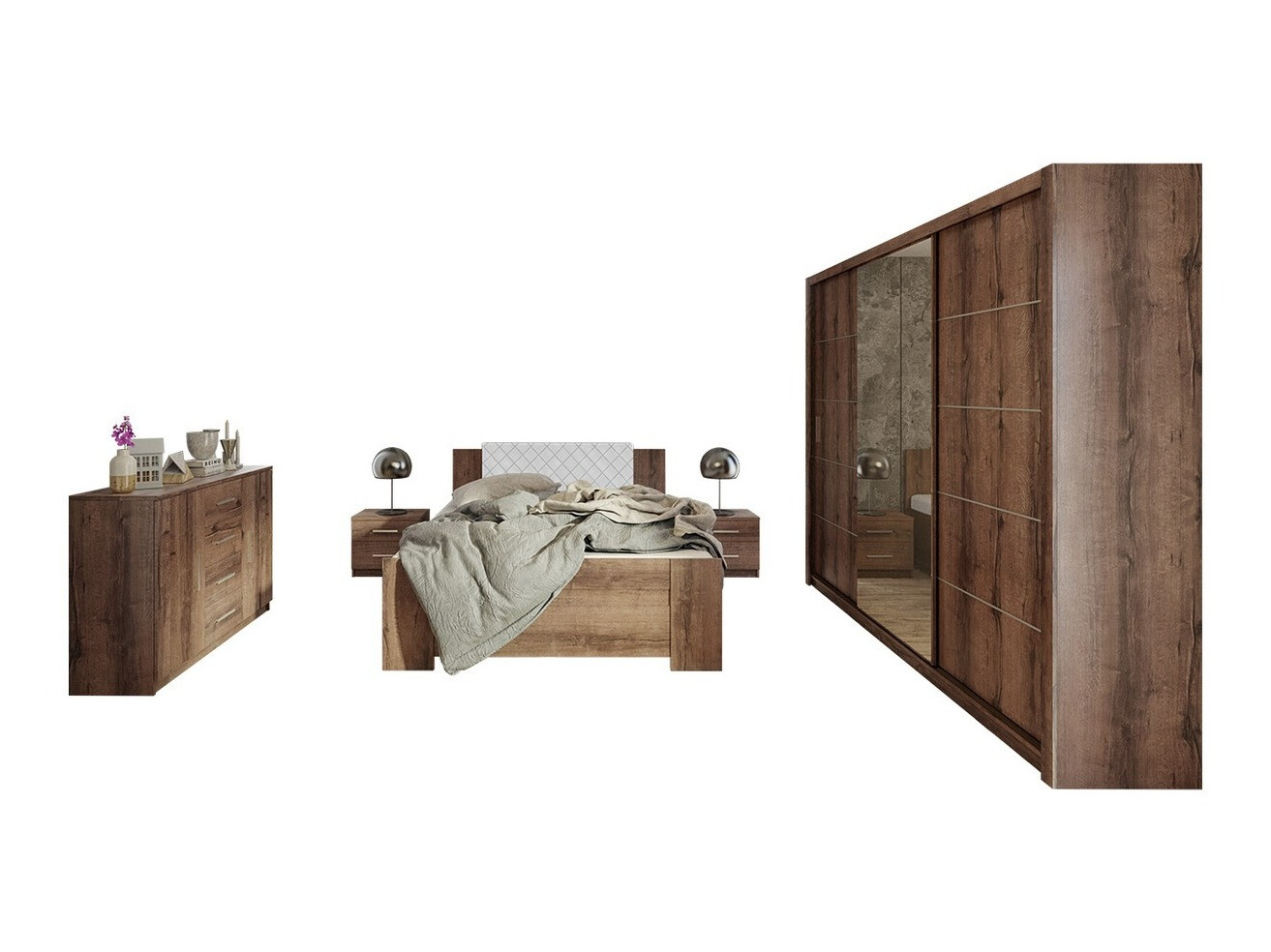 Slaapkamer set Catromi 116 (Klooster eik + Soft Pik 017)