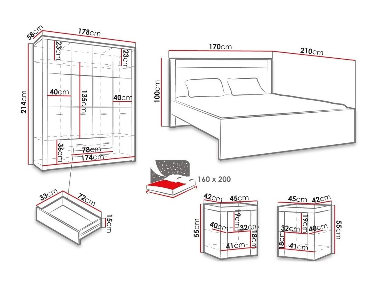 Slaapkamer set Serfeno 120 (Essen)