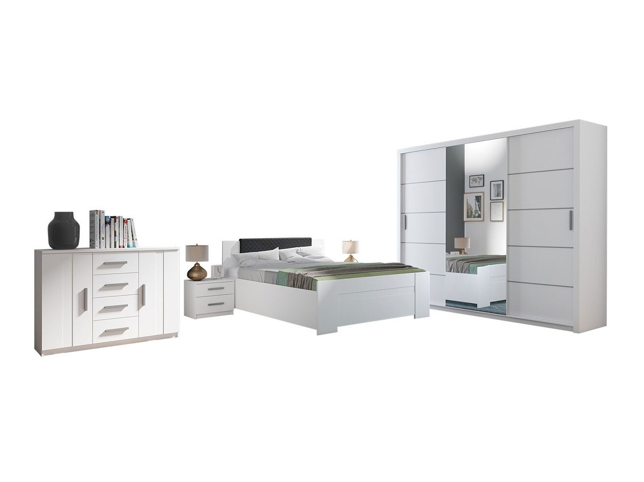 Slaapkamerset Catromi 116 (Wit + Soft Pik 011)