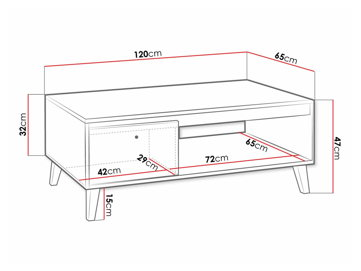 Salontafel Delbene 113 (Licht San Remo eiken + Mat wit)