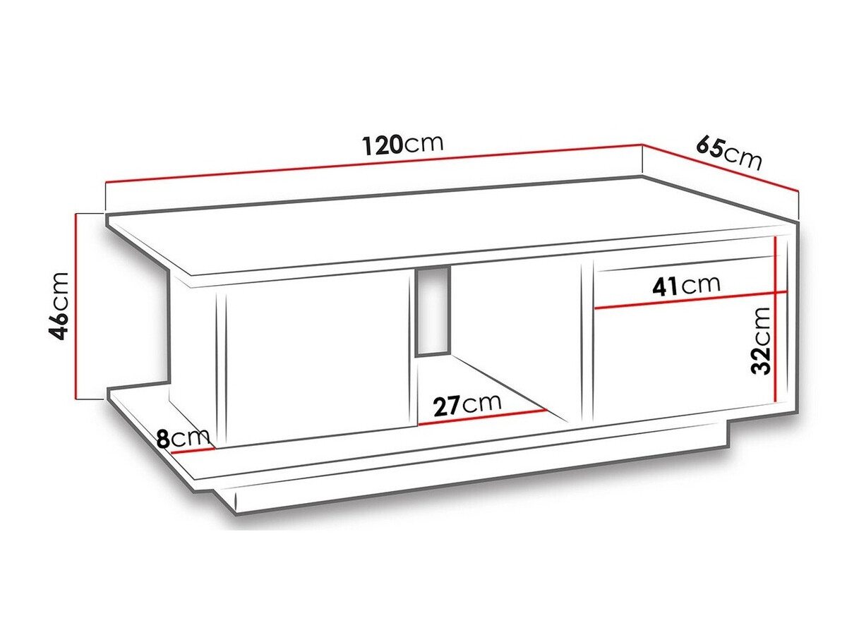 Salontafel Fivelbo 103 (Klooster eik + Glanzend zwart)