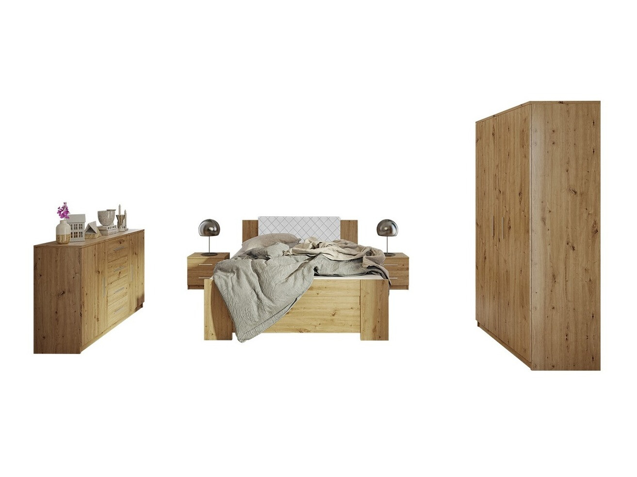 Slaapkamer set Catromi 122 (Artisan eiken + Soft Pik 017)