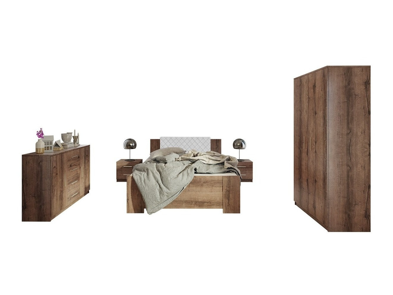 Slaapkamer set Catromi 122 (Klooster eik + Soft Pik 017)