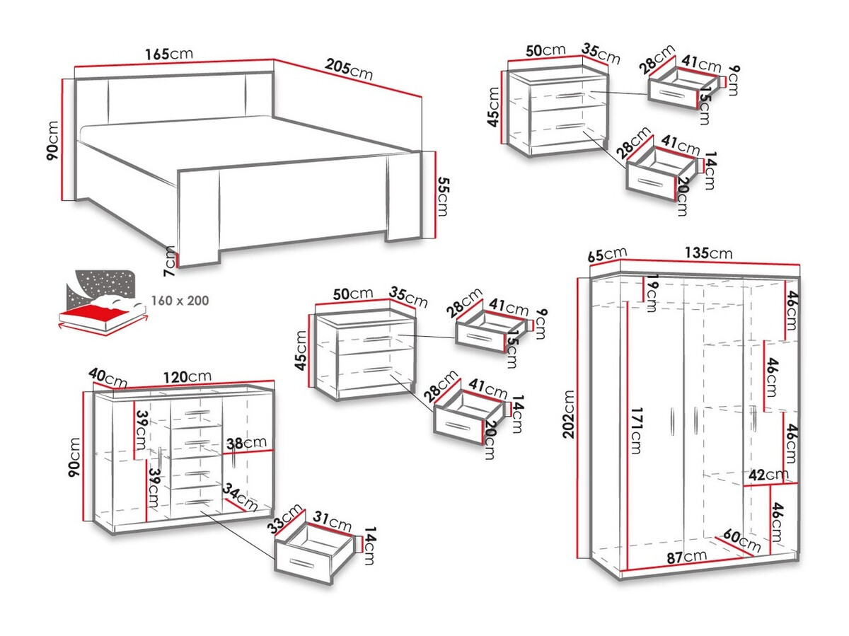 Slaapkamer set Catromi 123 (Artisan eiken + Soft Pik 011)