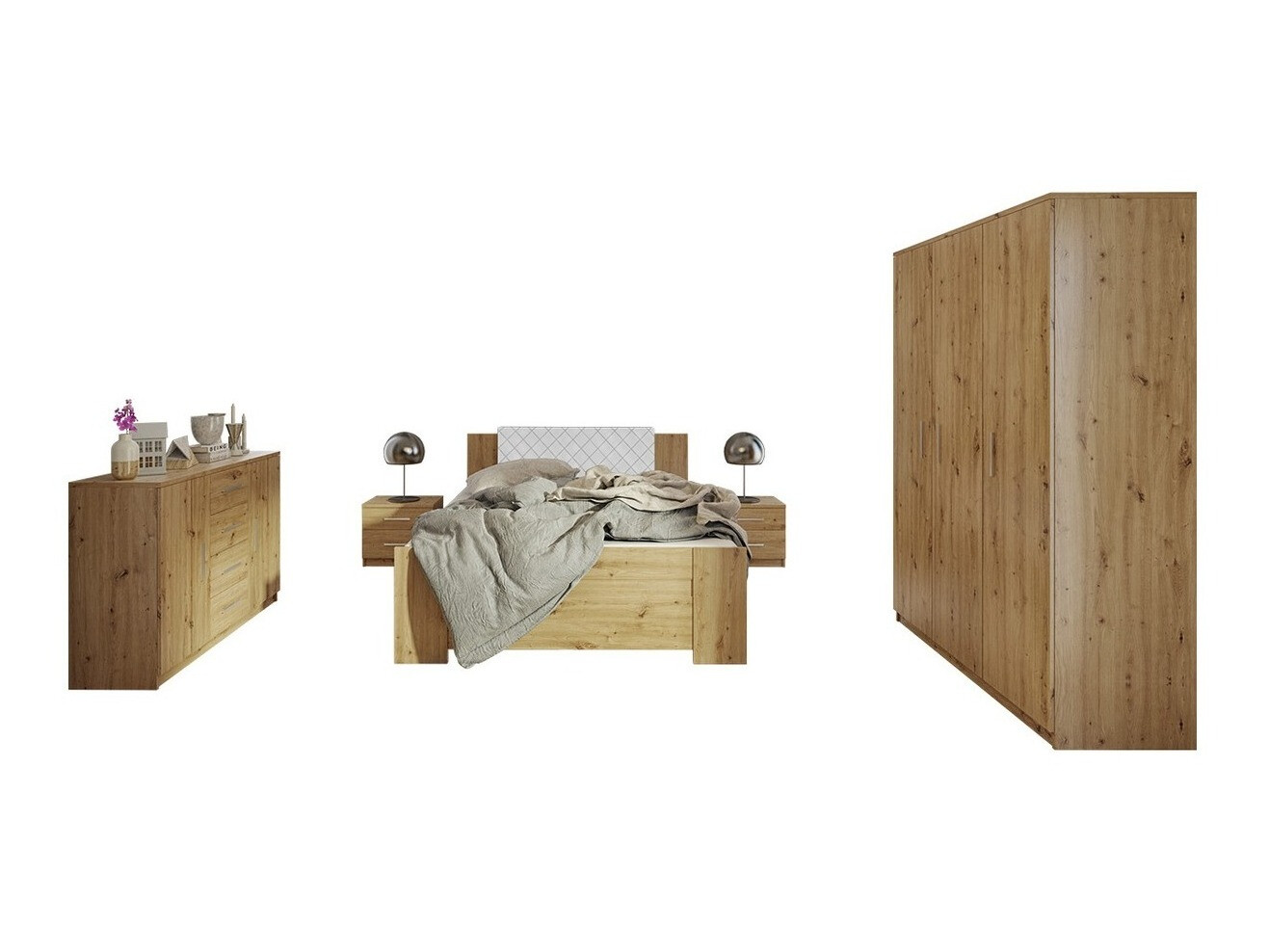 Slaapkamer set Catromi 123 (Artisan eiken + Soft Pik 017)