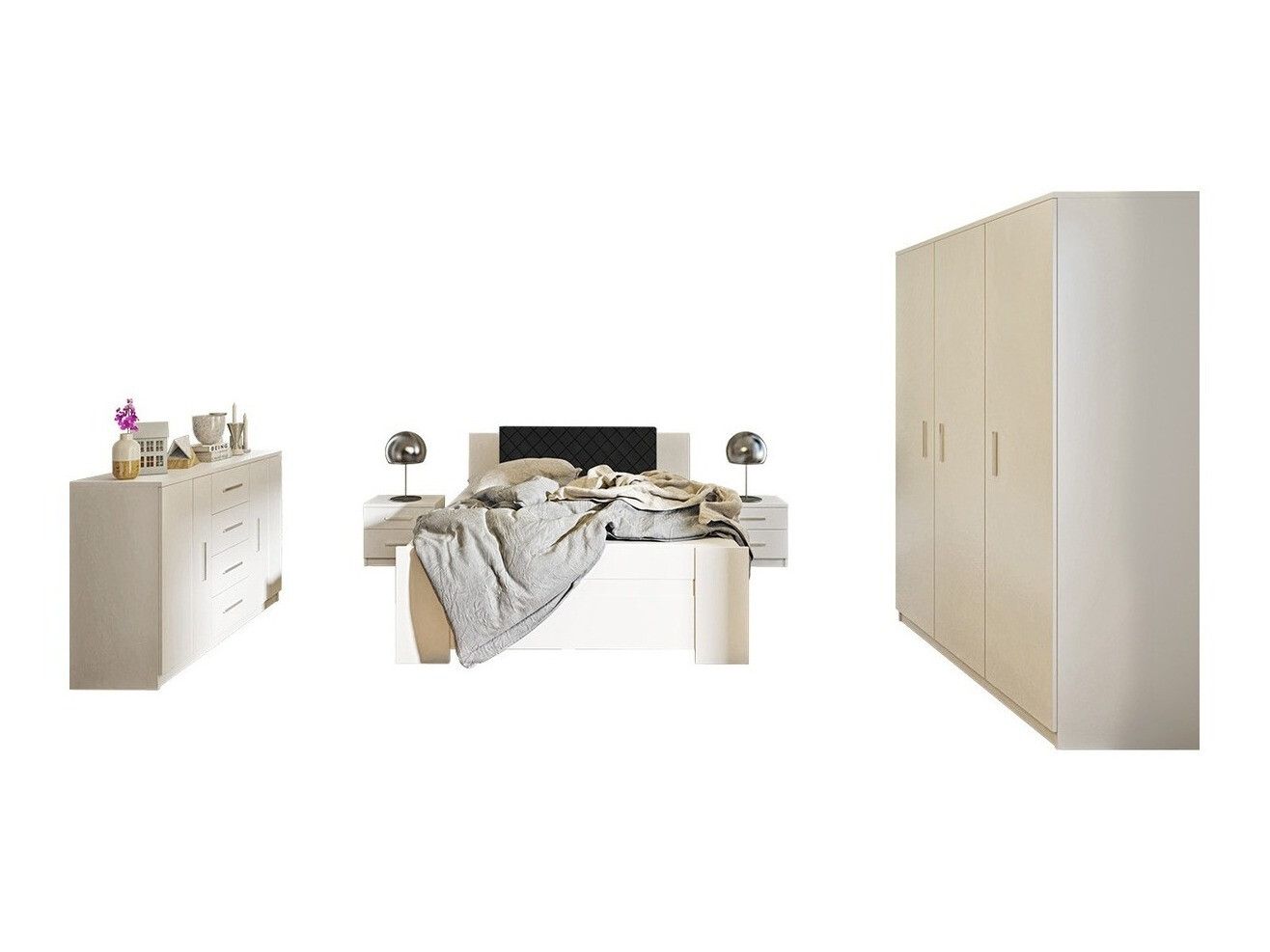 Slaapkamer set Catromi 123 (Wit + Soft Pik 011)