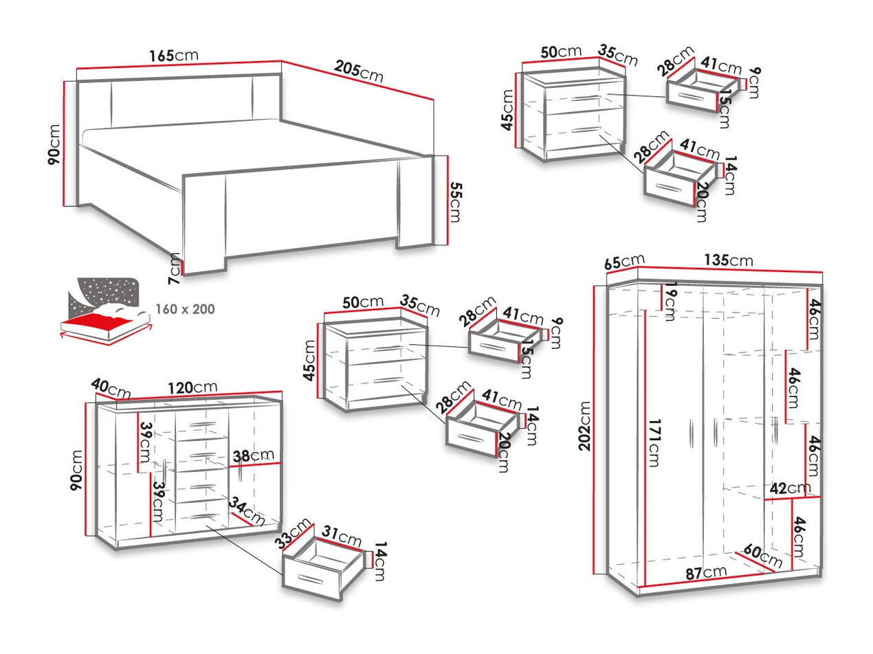 Slaapkamer set Catromi 123 (Wit)