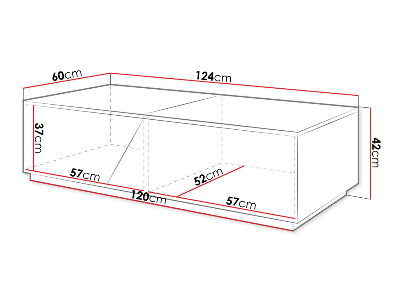 Salontafel Comfivo Daldune 102 (Wit + Wotan eik)
