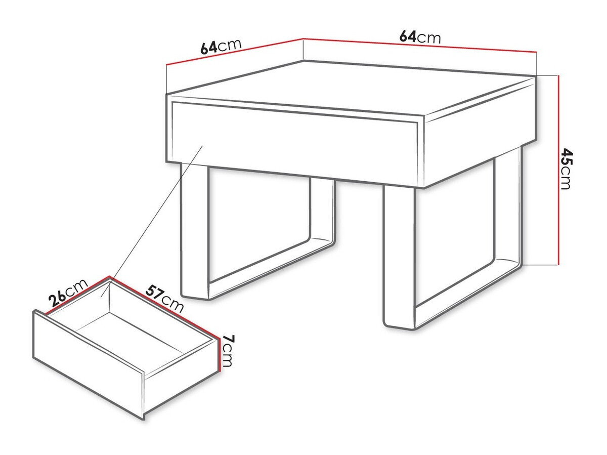 Bijzettafel Tivdalu 137 (Wit + Glanzend wit)