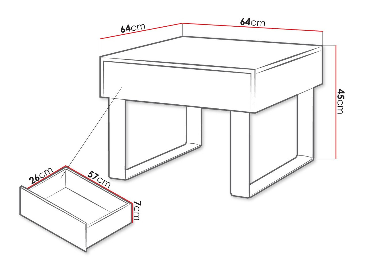 Bijzettafel Tivdalu 137 (Zwart + Glanzend zwart)