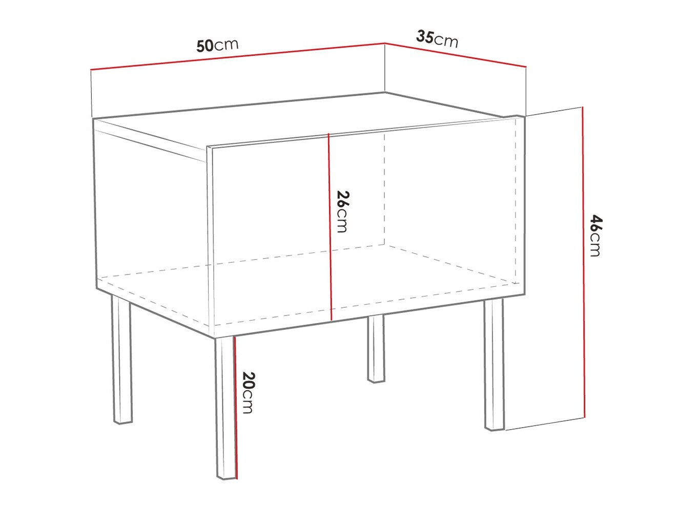 Nachtkastje Levelbu 102 (Wit + Glanzend wit)