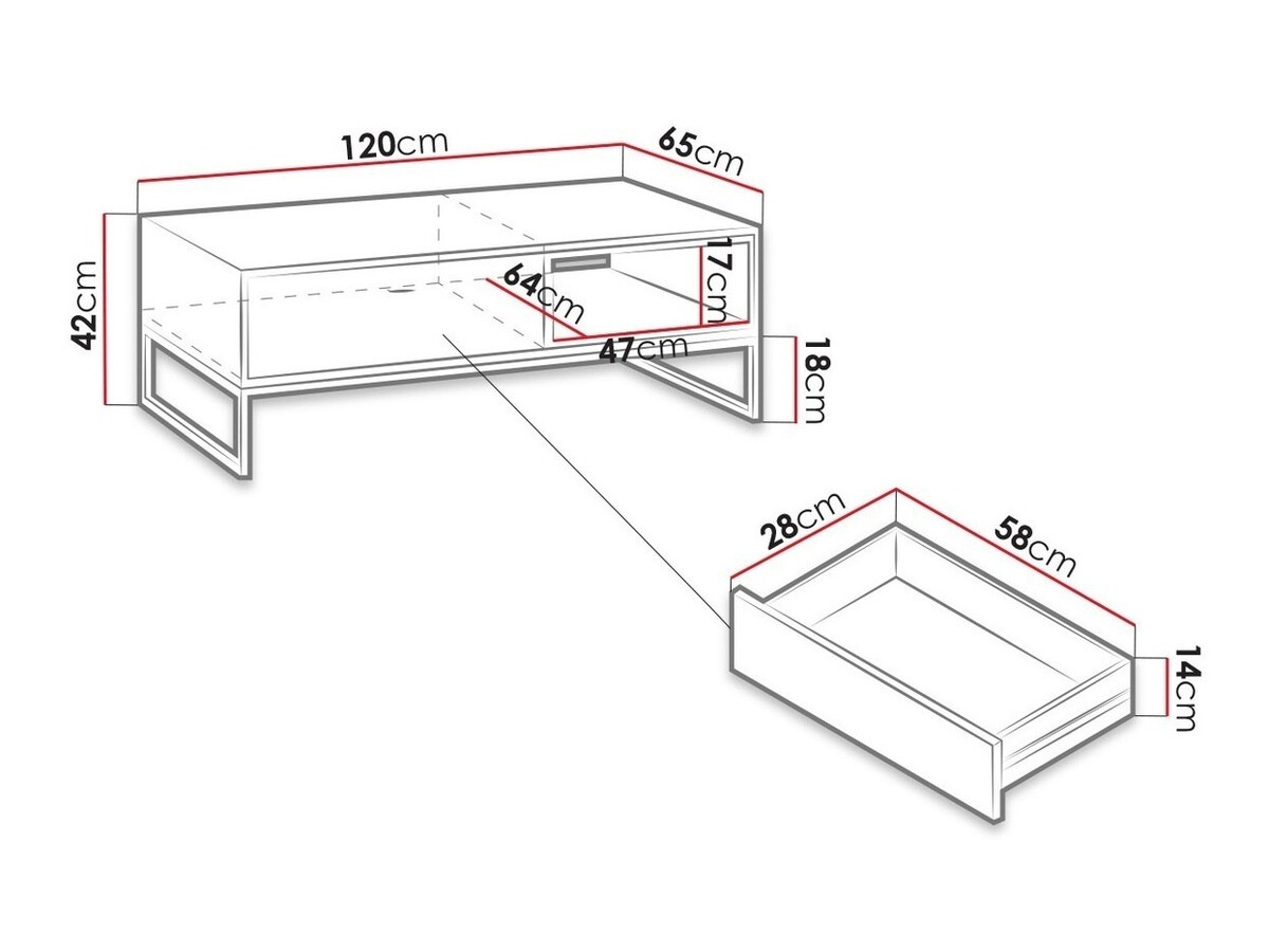 Salontafel Baltesi 103 (Artisan eiken + Zwart)