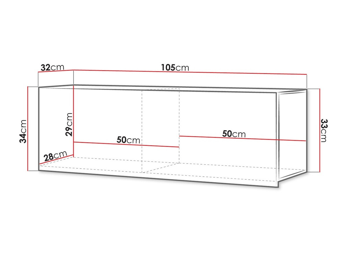 Wandkast Tivdalu 101 (Zwart + Glanzend zwart)