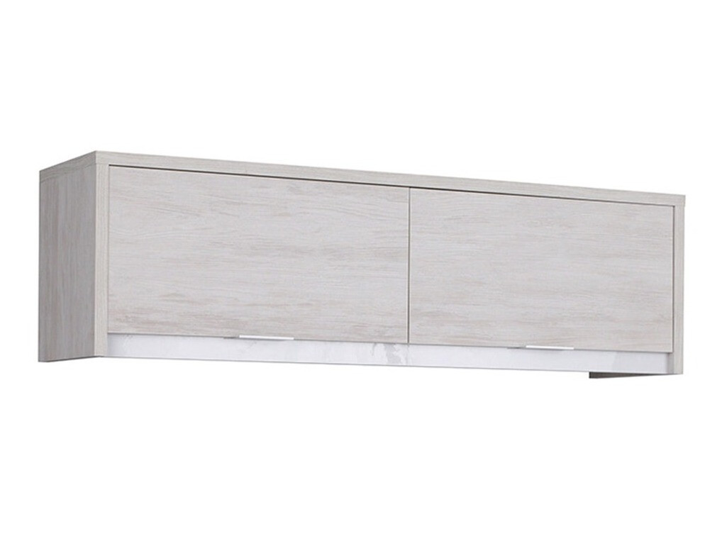 Wandkast Fivelbo 111 (Gebleekt eiken + Glanzend wit)