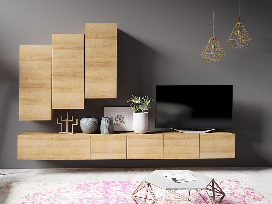 Wandkast Tivdalu 126 (Wit + Glanzend wit)