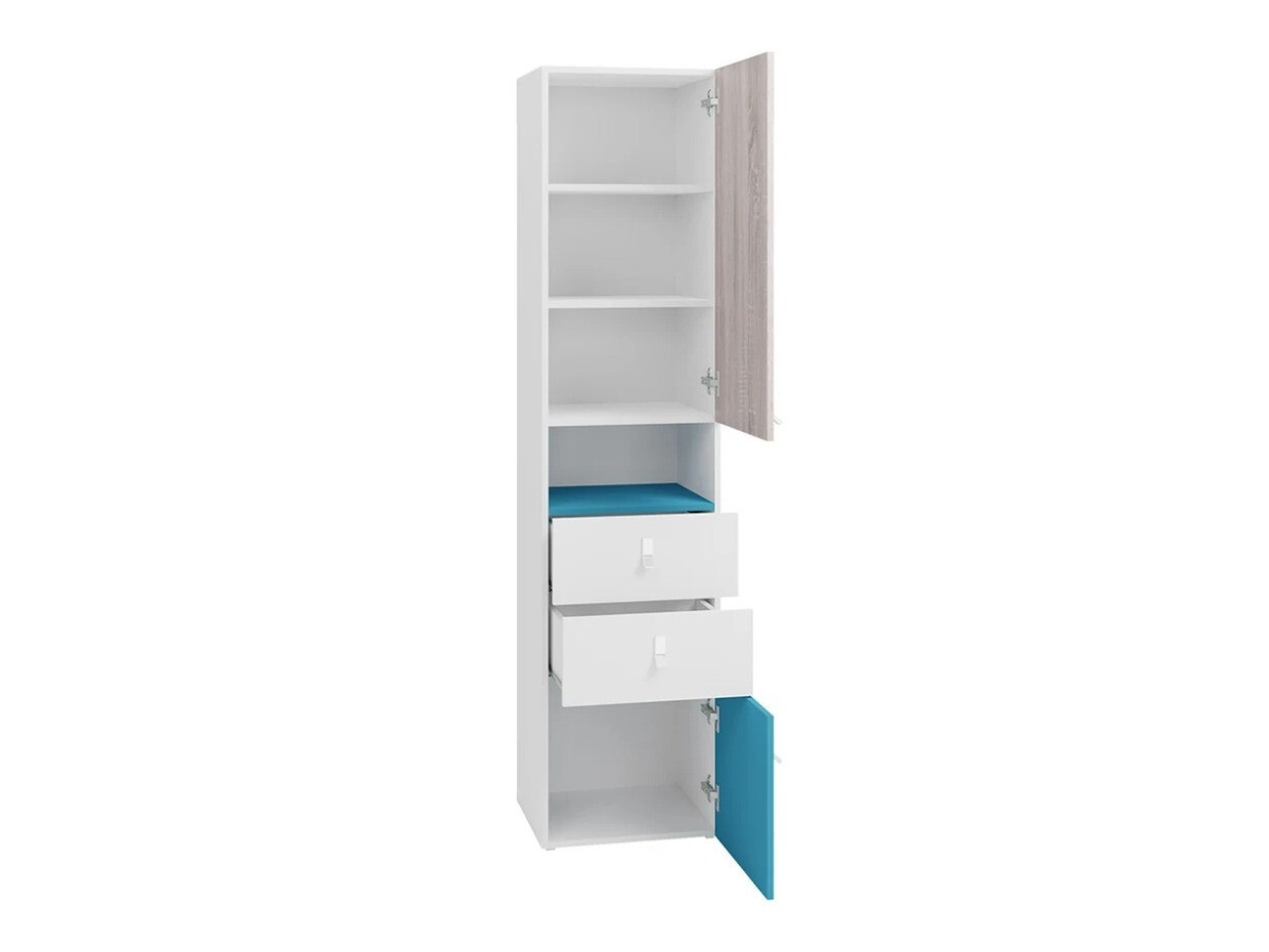 Boekenkast Camteso 102 (Wit + Eiken + Turquoise)