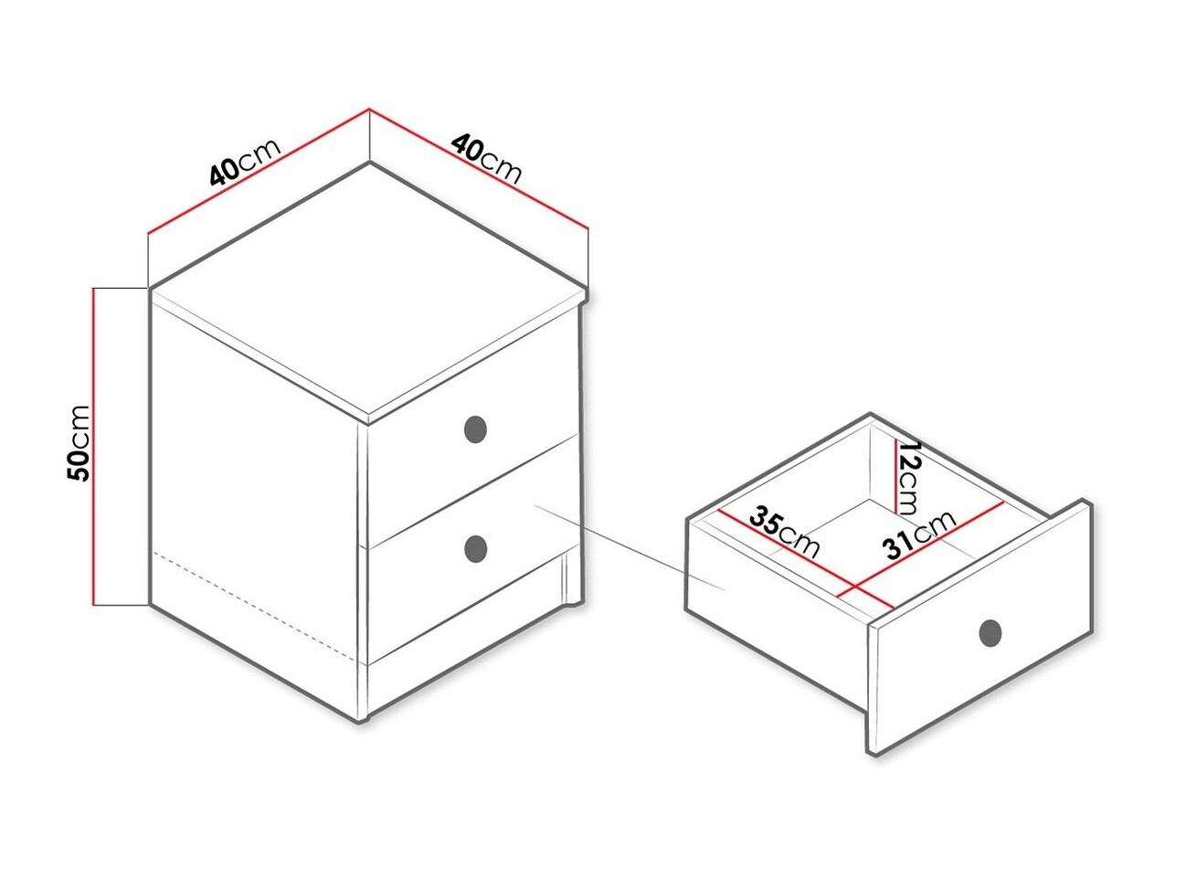 Nachtkastje Almira 108 (Artisan eiken + Wit)