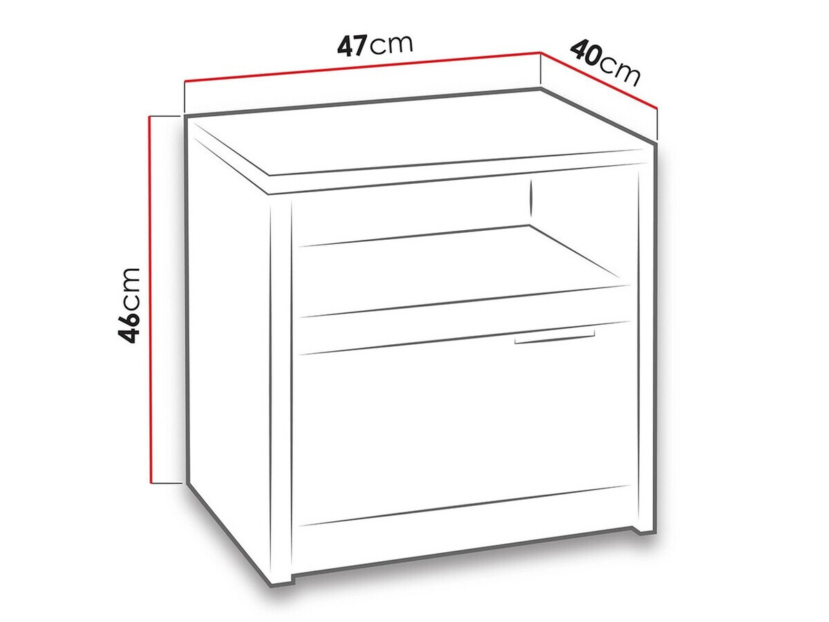 Nachtkastje Fivelbo 108 (Klooster eik + Glanzend zwart)